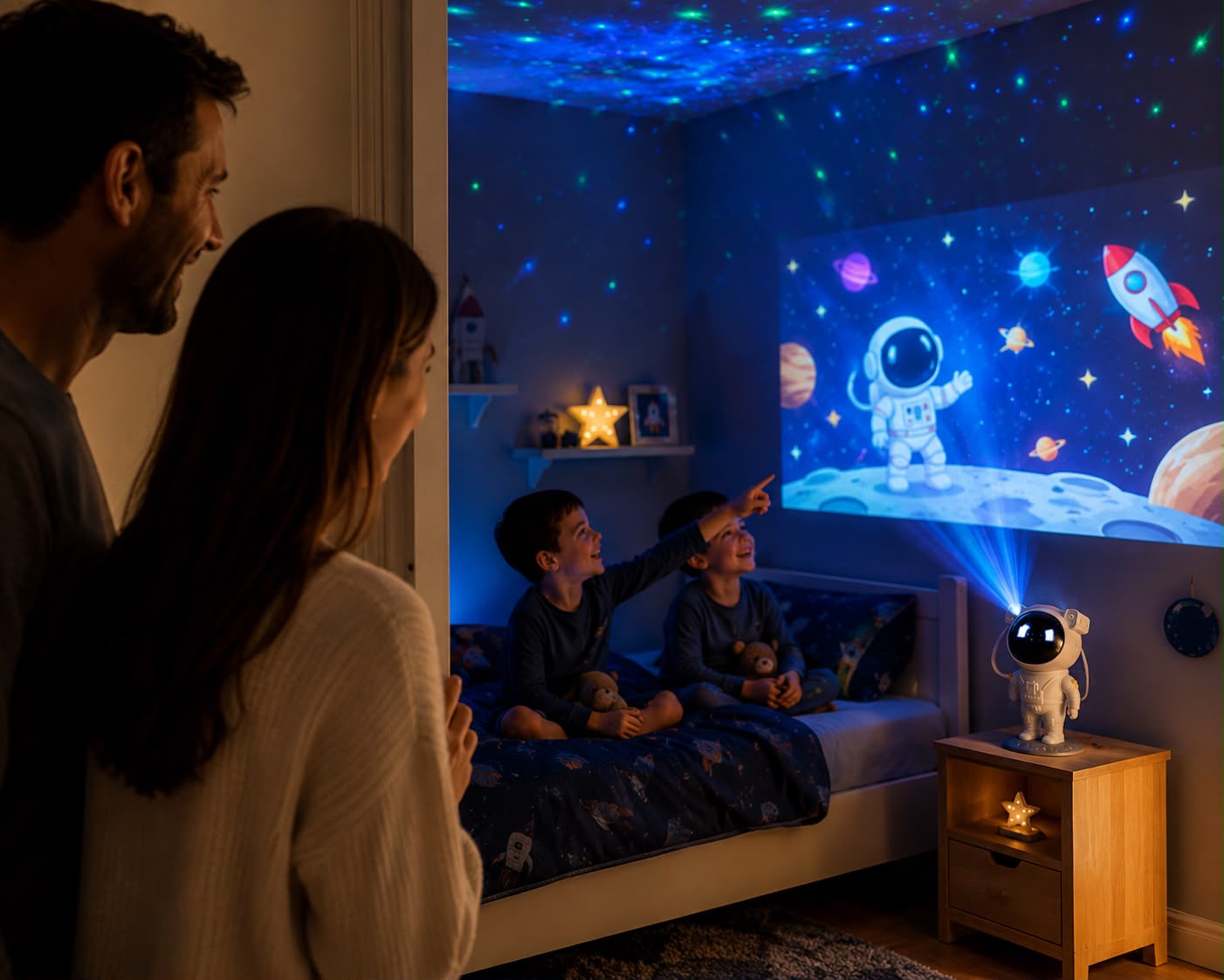 Proyector Astronauta — Luz de Estrellas y Galaxia con Control Remoto